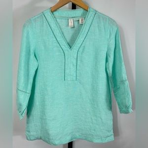 NWOT Joie 100% Linen Turquoise Tunic Top Size XS